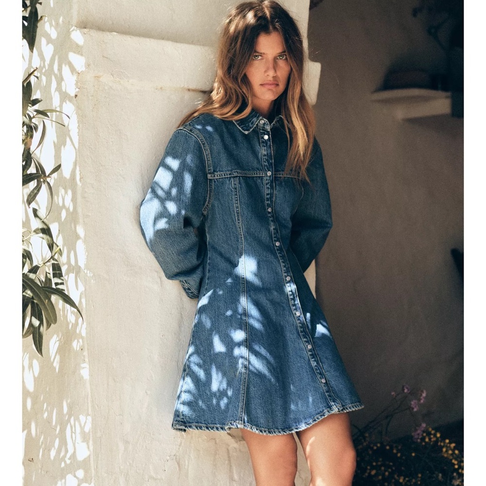Zara denim mini dress small new